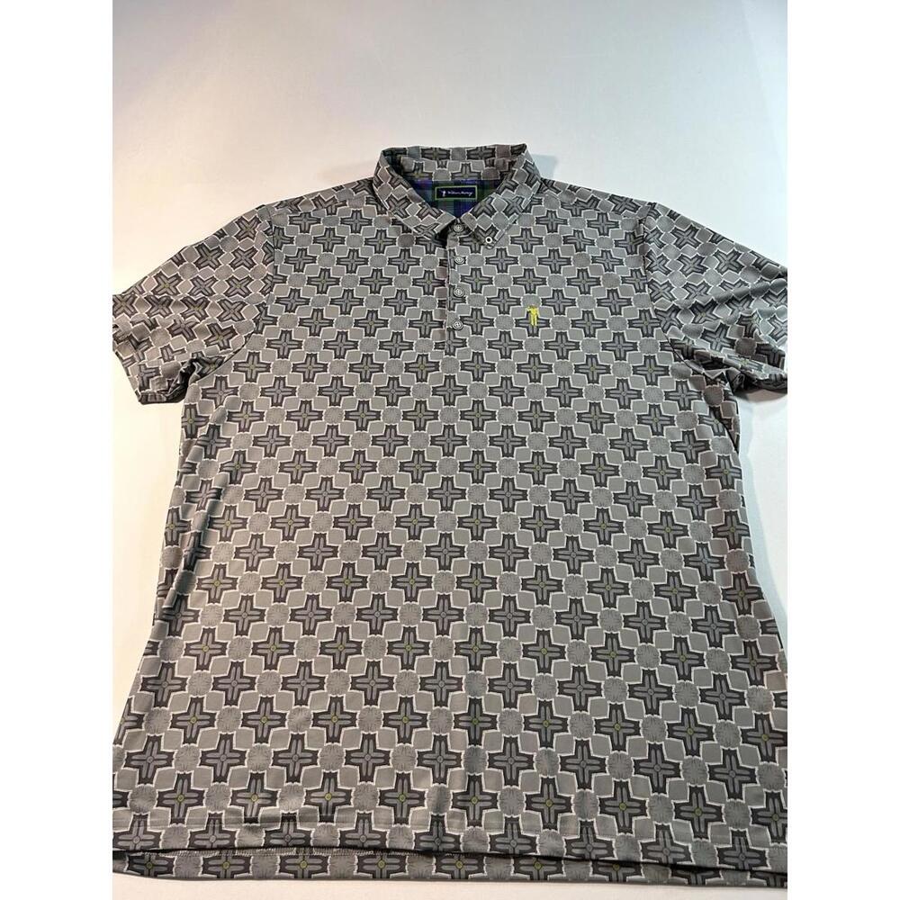William Murray Golf Polo Shirt Mens XL X-Large Geometric Print Gray Green. NICE!